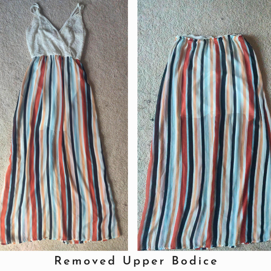 two pictures of a dress with stripes on it