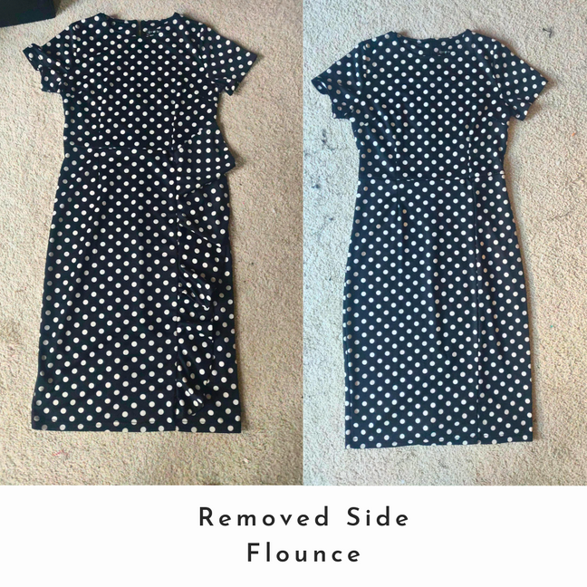 two pictures of a dress with polka dots on it